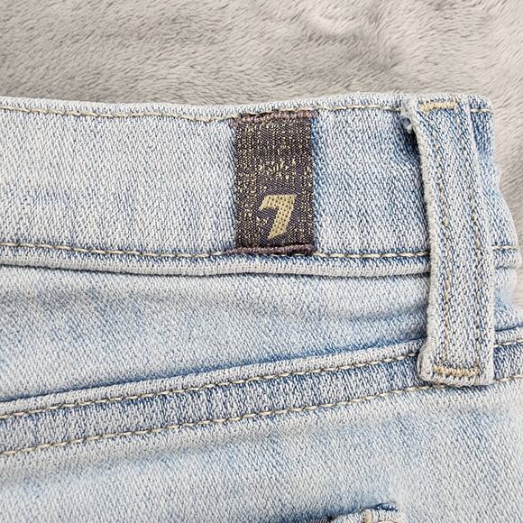 7 For All Mankind Shorts Womens 28 Blue Mid Roll Broken Twill Coco Prive Stretch - Picture 4 of 15